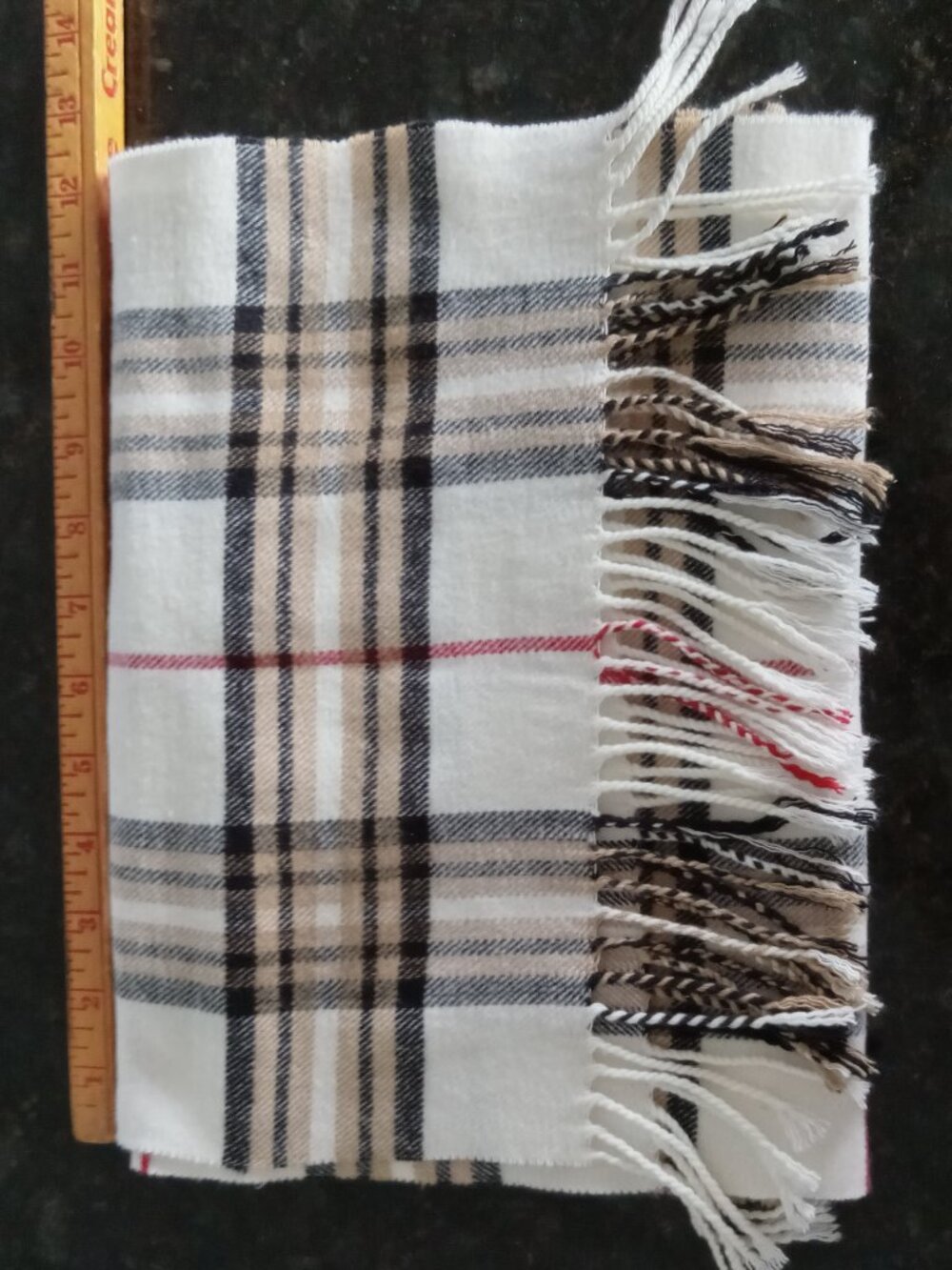 Soft Cream, Tan, Black & Red Unisex Classic Plaid Scarf